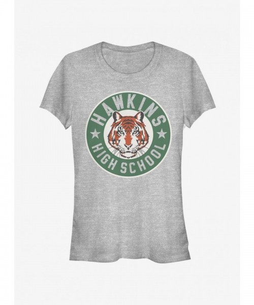 Stranger Things Grey Tiger Emblem Junior T-Shirt for Girls