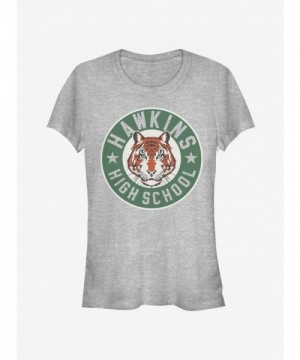 Stranger Things Grey Tiger Emblem Junior T-Shirt for Girls