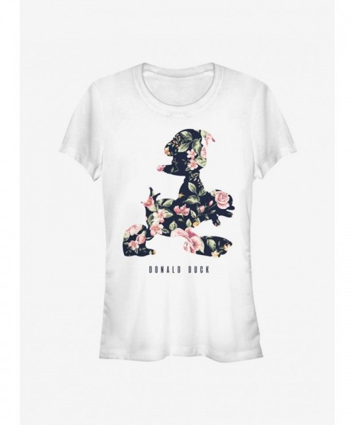 Disney Floral Donald Duck Girls Classic T-Shirt - White