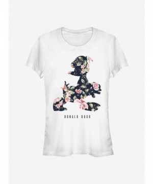 Disney Floral Donald Duck Girls Classic T-Shirt - White