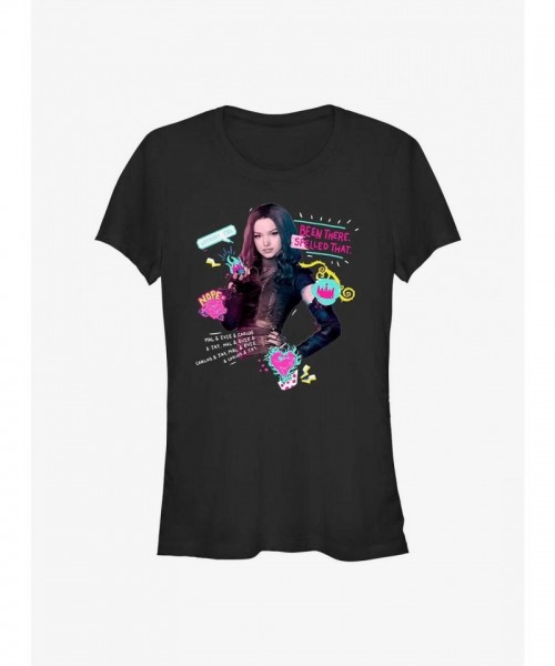 Disney Mal Descendants Spell-Themed Girls Cotton T-Shirt - Black