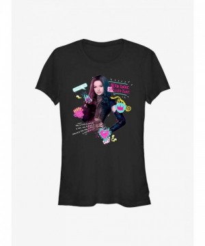 Disney Mal Descendants Spell-Themed Girls Cotton T-Shirt - Black