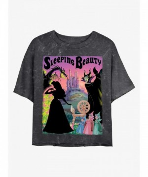 Disney Mineral Wash Sleeping Beauty Princess Crop T-Shirt for Girls - Multi Colors