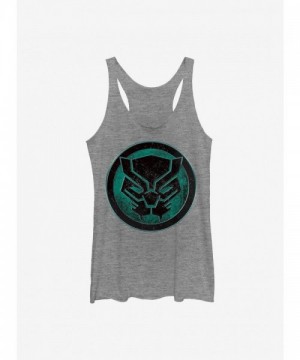 Marvel Girls Green Panther Raw-Edge Hem Tank - Grey