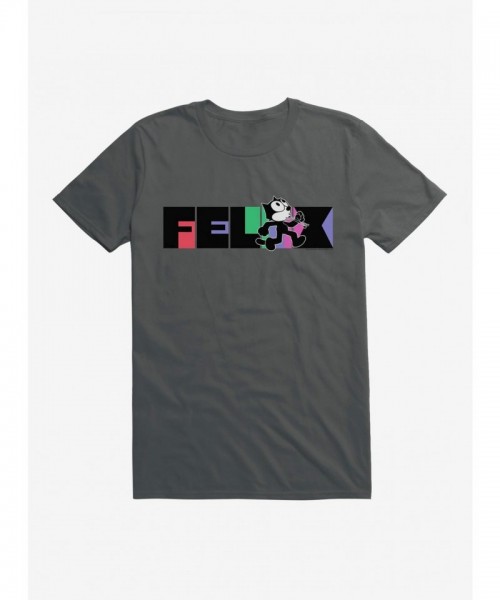 Felix The Cat Walking And Whistling Text T-Shirt - Men's Lightweight Cotton