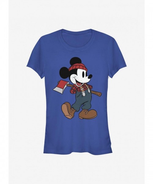Disney Lumberjack Mickey Girls T-Shirt in Blue