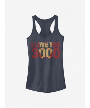 Marvel's Iron Man "Love You 3000" Girls Cotton Tank Top - Blue