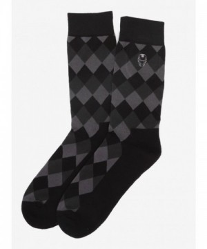 Marvel Unisex Iron Man Secret Cuff Socks - Black and Gray Check