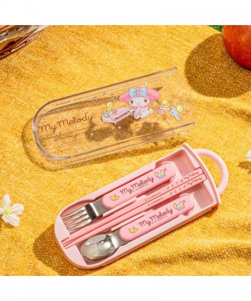 My Melody Trio Utensil Set - Portable & Reusable Fork, Spoon, Chopsticks