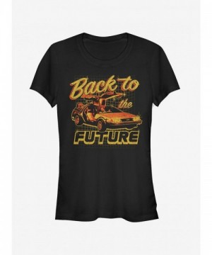 DeLorean Time Travel Schematic Tee for Girls - Black