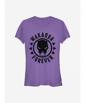 Marvel Girls T-Shirt with Black Panther Logo - Purple