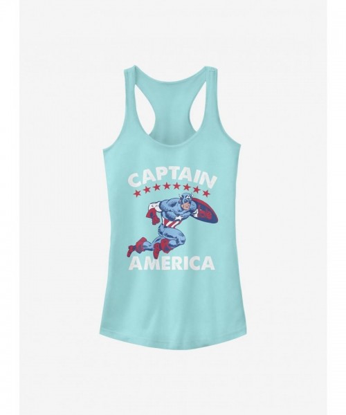 Marvel Classic Captain America Tank for Girls - Blue