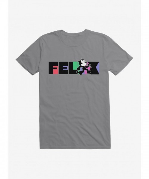 Felix The Cat Walking And Whistling Text T-Shirt - Men's Lightweight Cotton