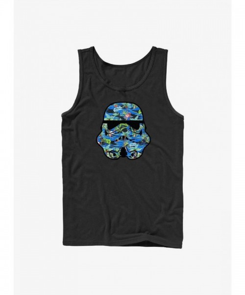 Star Wars Hula Helmet Tank Top - Black Cotton Men's Tee