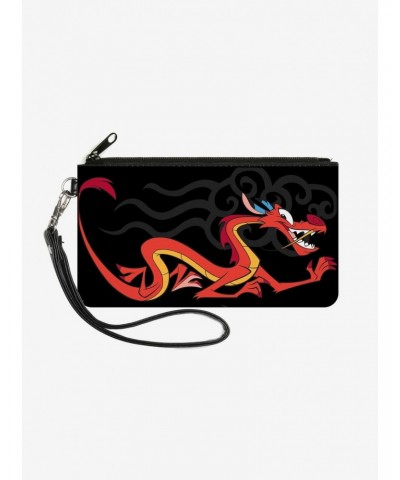 Disney Mulan Mushu Dragon Pose Fire Icon Wallet Canvas Zip Clutch $5.86 Clutches