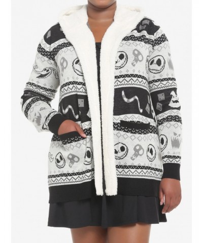 The Nightmare Before Christmas Fair Isle Girls Sherpa Cardigan Plus Size $24.01 Cardigans