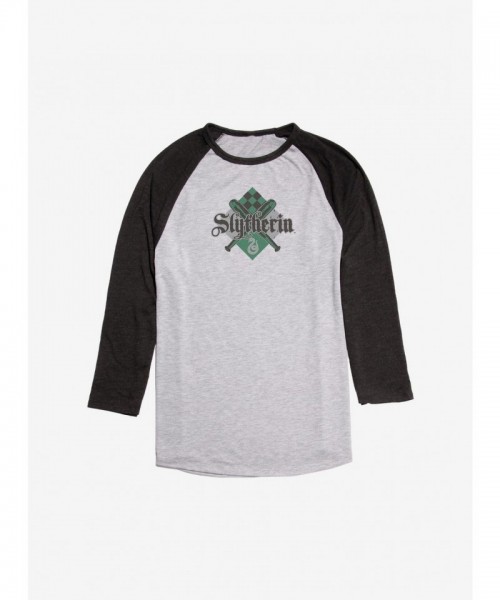 Harry Potter Unisex Slytherin Raglan Tee - Black