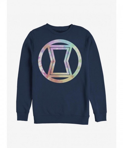 Marvel's Black Widow Logo Tie-Dye Hoodie - Men's Blue Sweatshirt