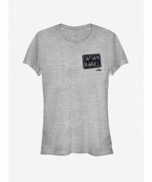 Marvel Captain Marvel Inspired Patch Girls T-Shirt - Grey